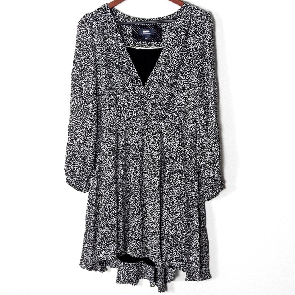 Anthropologie Maeve Mini Dress S Black White Romantic Bohemian Academia